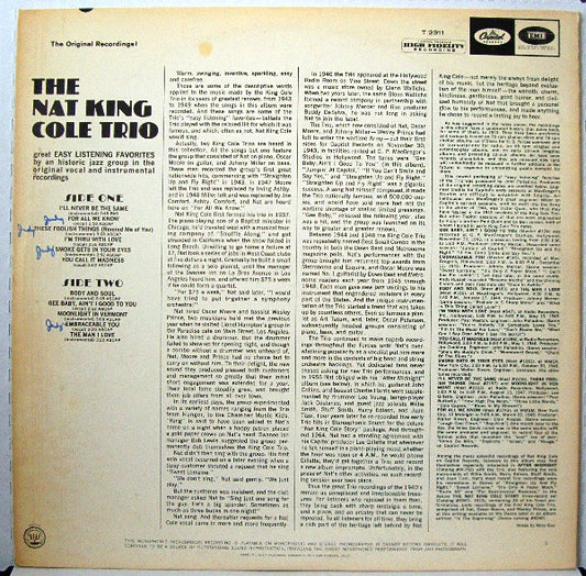 The Nat King Cole Trio : Original Vocal And Instrumental Recordings Of The Easy Listenin' Favorites (LP, Mono, RE)