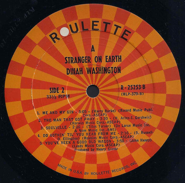 Dinah Washington : A Stranger On Earth (LP, Mono)