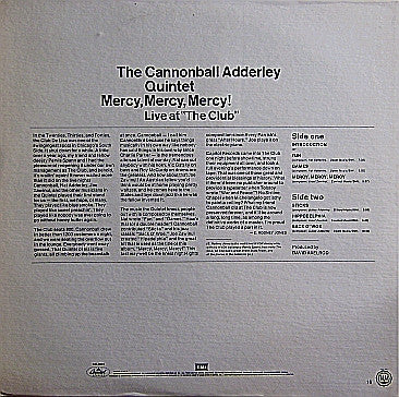 The Cannonball Adderley Quintet : Mercy, Mercy, Mercy! Live At "The Club" (LP, Album, RE)