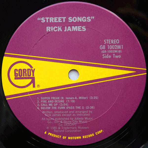 Rick James : Street Songs (LP, Album, Club, Col)