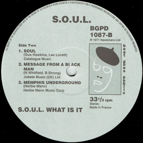 S.O.U.L. : What Is It (LP, Album, RE)