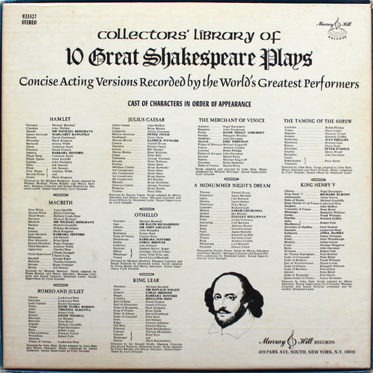 William Shakespeare : Collectors' Library Of 10 Great Shakespeare Plays (10xLP + Box)