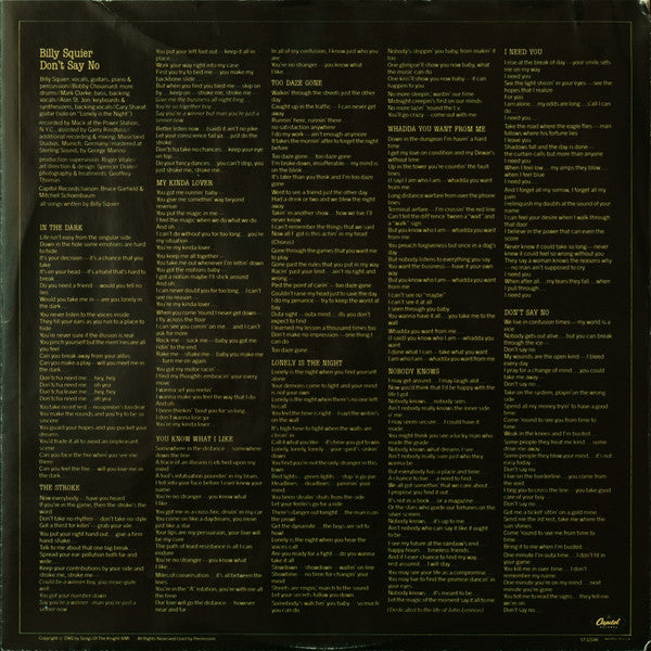 Billy Squier : Don't Say No (LP, Album, Win)