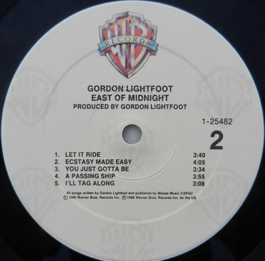 Gordon Lightfoot : East Of Midnight (LP, Album, Spe)