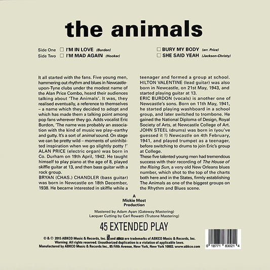 The Animals : The Animals (10", EP, RSD, Mono, Ltd, RE)