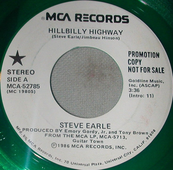 Steve Earle : Hillbilly Highway (7", Promo, Gre)