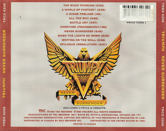Triumph (2) : Never Surrender (CD, Album, RE, RM)