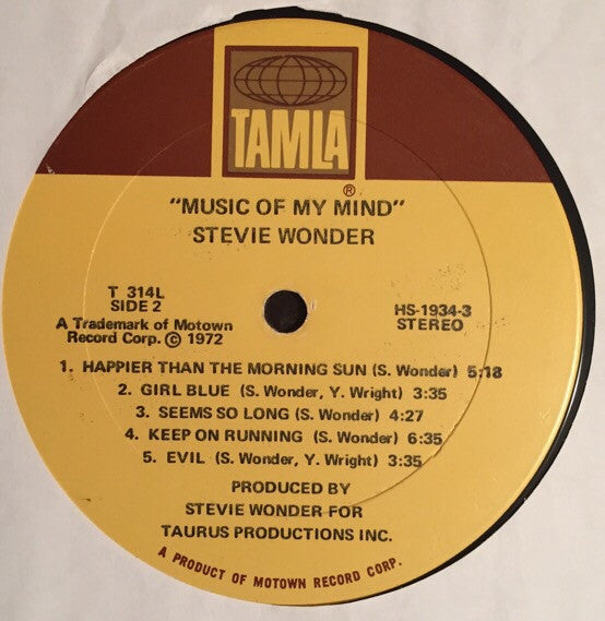 Stevie Wonder : Music Of My Mind (LP, Album, Gat)