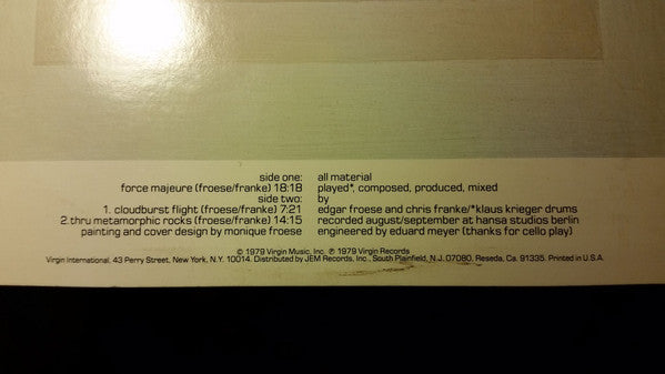 Tangerine Dream : Force Majeure (LP, Album)