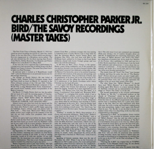 Charlie Parker : Bird / The Savoy Recordings (Master Takes) (2xLP, Comp, Ter)