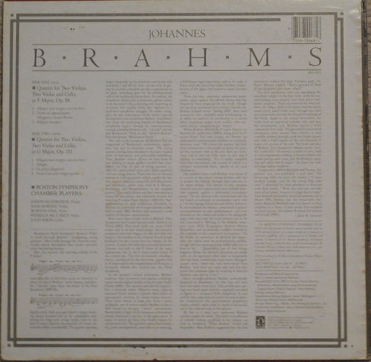 Brahms*, Boston Symphony Chamber Players : String Quintets Opus 88 & 11 (LP, Album)