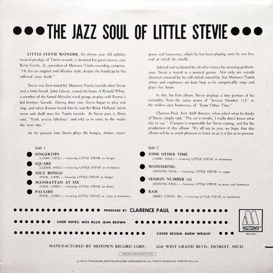 Little Stevie Wonder* : The Jazz Soul Of Little Stevie (LP, Album, RE)