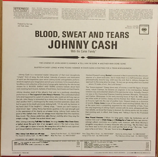 Johnny Cash : Blood, Sweat And Tears (LP, Album, RP)