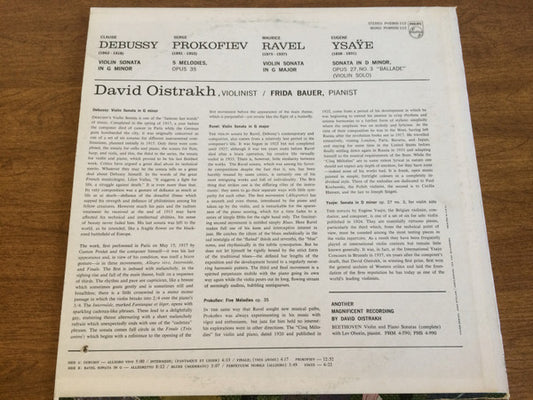 David Oistrakh*, Debussy*, Prokofiev*, Ravel*, Ysaÿe*, Frida Bauer : David Oistrakh Recital: Sonata · Five Mélodies · Sonata · Sonata For Unaccompanied Violin (LP, Album)