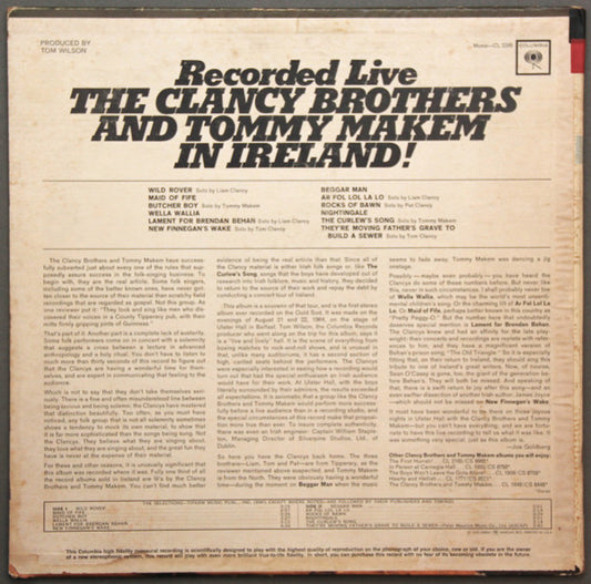 The Clancy Brothers & Tommy Makem : Recorded Live In Ireland (LP, Album, Mono, Promo)