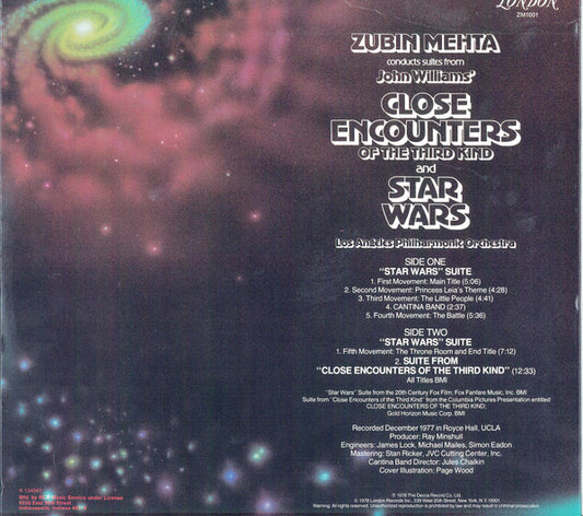 Zubin Mehta Conducts Los Angeles Philharmonic Orchestra : Suites From Star Wars And Close Encounters Of The Third Kind (LP, Club)