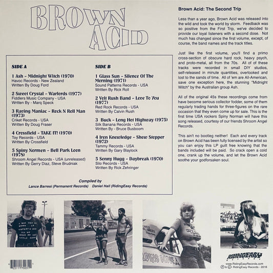 Various : Brown Acid: The Second Trip (Heavy Rock From The Classic Comedown Era) (LP, Comp)