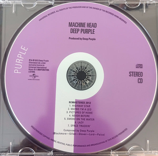 Deep Purple : Machine Head (CD, Album, RE, RM)