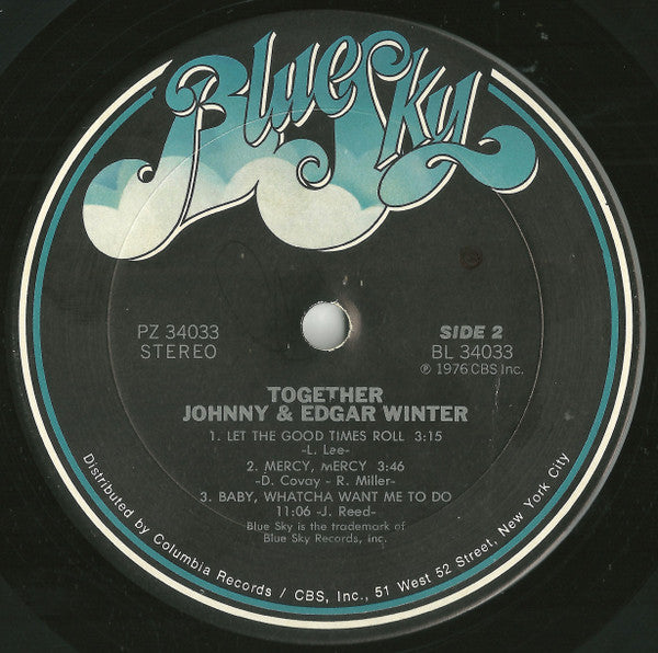 Johnny* & Edgar Winter : Together (LP, Album, Pit)
