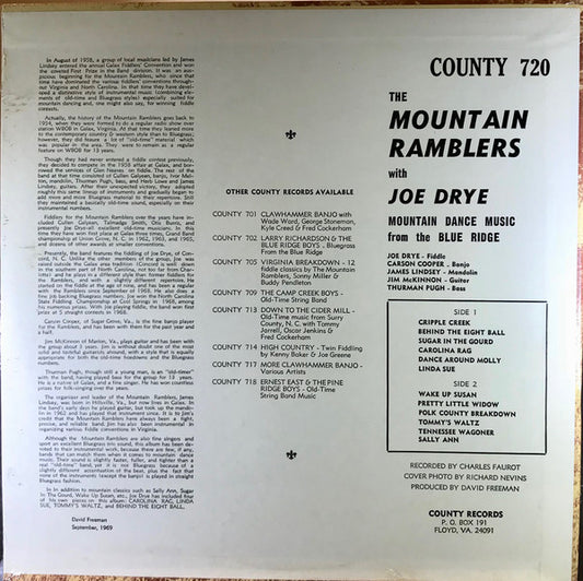 The Mountain Ramblers : Mountain Dance Music from the Blue Ridge (LP, Album)