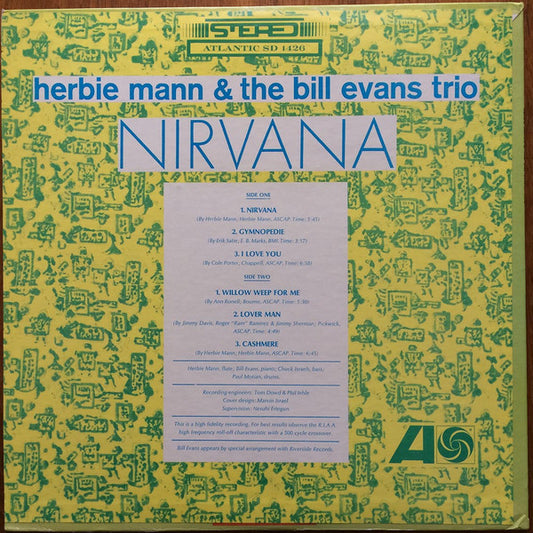 Herbie Mann & The Bill Evans Trio : Nirvana (LP, Album, RE)