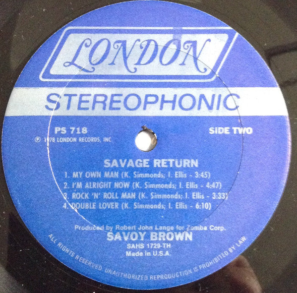 Savoy Brown : Savage Return (LP, Album, Ter)