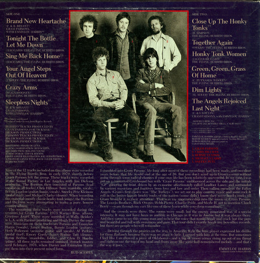 Gram Parsons / The Flying Burrito Bros.* : Sleepless Nights (LP, Album, RE, EMW)