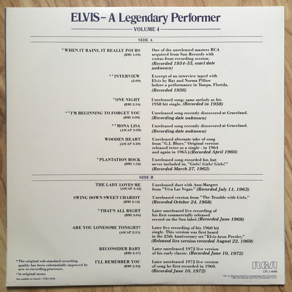 Elvis* : A Legendary Performer - Volume 4 (LP, Album, Mono, Di)