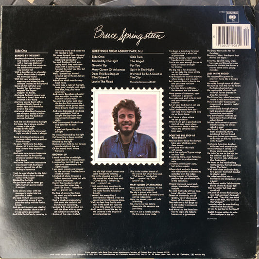 Bruce Springsteen : Greetings From Asbury Park, N.J. (LP, Album, RE, Car)