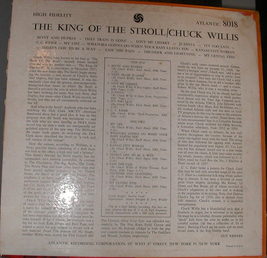 Chuck Willis : King Of The Stroll (LP, Album, Mono, RP, MGM)
