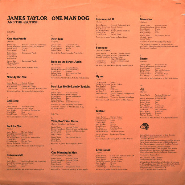 James Taylor (2) : One Man Dog (LP, Album, Ter)