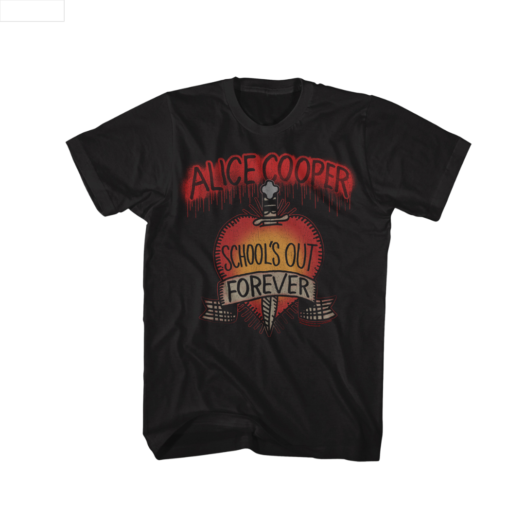 Black t-shirt with Alice Cooper graphic design