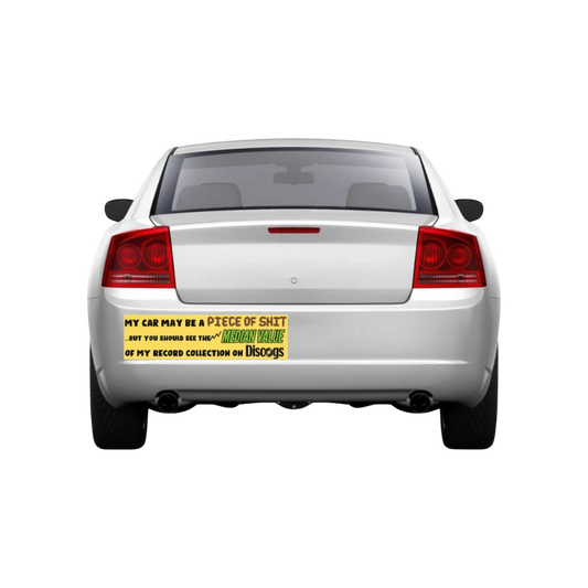 Discogs Median Value Bumper Sticker on Car