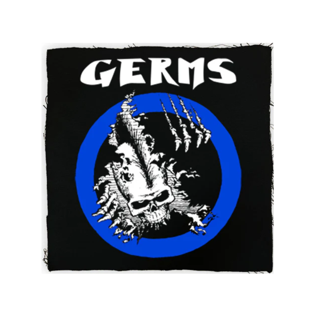 Patch with 'GERMS' text and graphic design on a black background