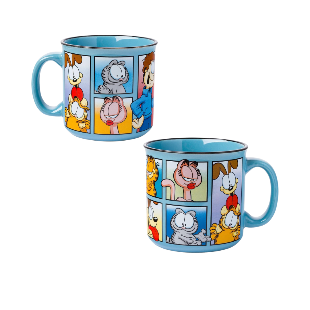 Silver Buffalo Garfield Featuring Odie, Arlene, Nermal, and Jon Ceramic Camper Coffee Mug, 20 Ounces