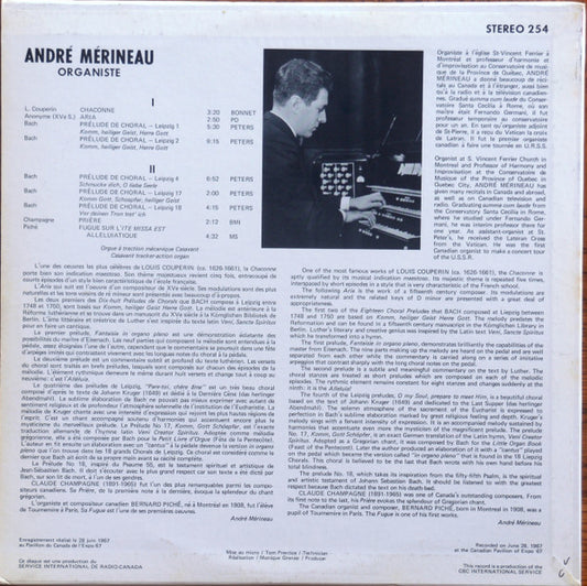 André Mérineau : André Mérineau, Organiste (LP, Album)