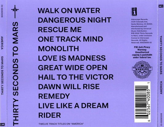 30 Seconds To Mars : America (CD, Album)