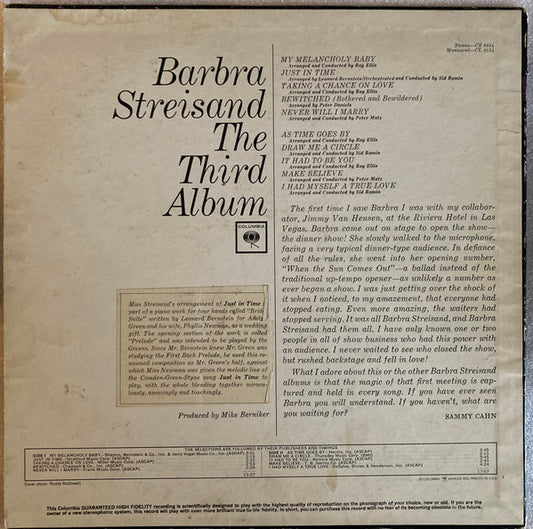 Barbra Streisand : The Third Album (LP, Album, Mono)