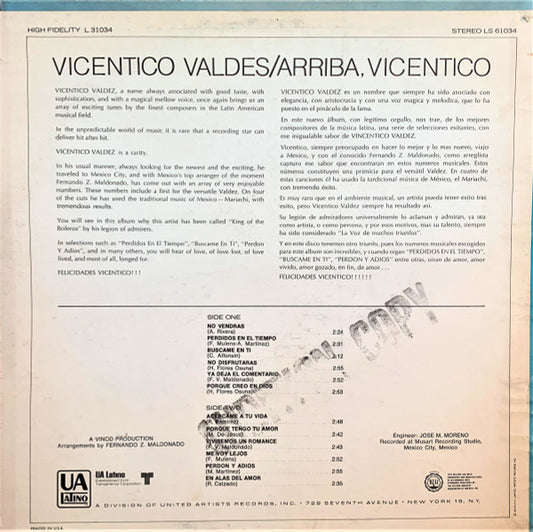 Vicentico Valdés : !Arriba Vicentico! (LP, Album)