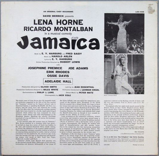 Lena Horne And Ricardo Montalban : Jamaica (LP, Mono, Ind)