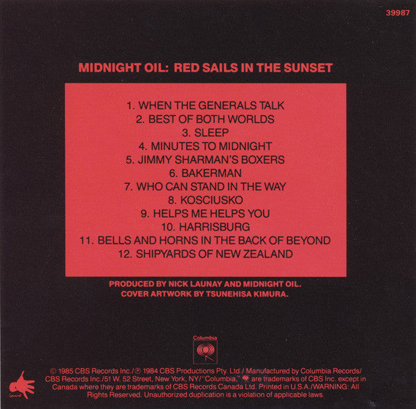 Midnight Oil : Red Sails In The Sunset (CD, Album)