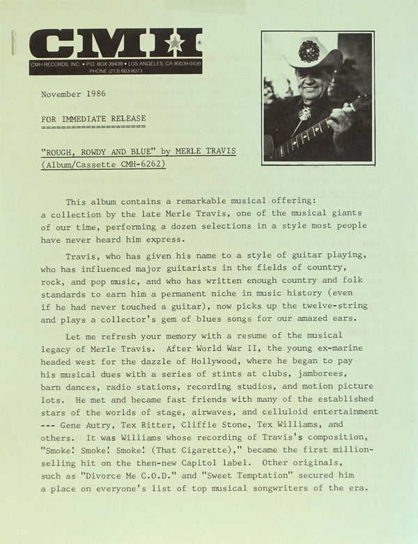 Merle Travis : Rough, Rowdy And Blue (LP, Album)