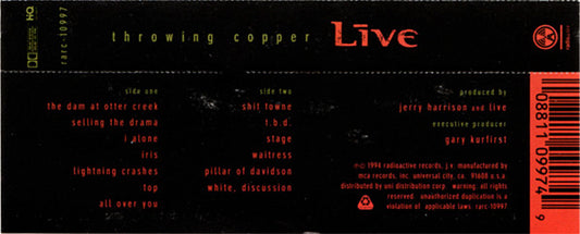 Live : Throwing Copper (Cass, Album, Dol)