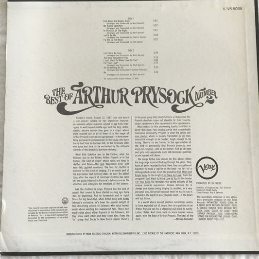 Arthur Prysock : The Best Of Arthur Prysock Number 2 (LP, Comp, Mono, Promo)