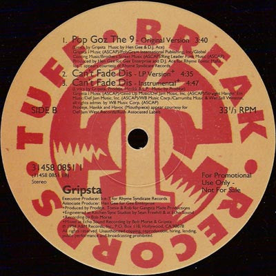 Gripsta : Pop Goz The 9 / Can't Fade This (12", Promo)