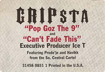 Gripsta : Pop Goz The 9 / Can't Fade This (12", Promo)