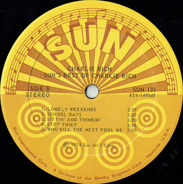 Charlie Rich : Sun's Best Of Charlie Rich (LP, Comp)