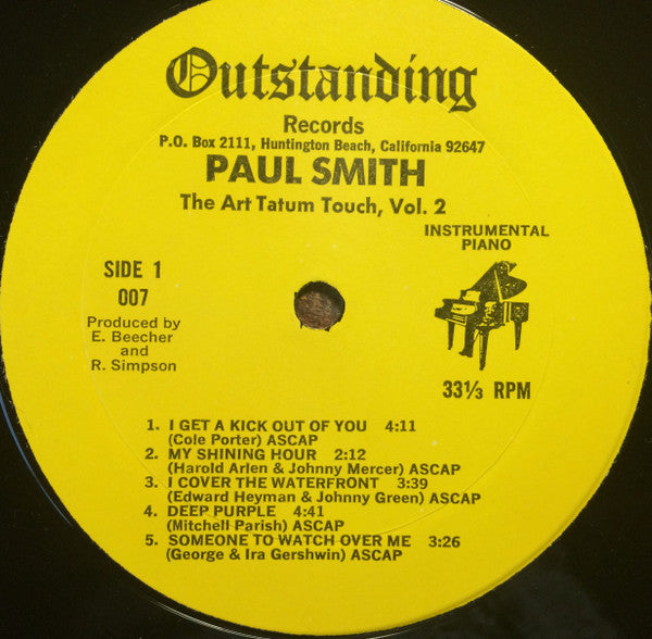 Paul Smith (5) : The Art Tatum Touch -Vol.2 (LP, Album, Mon)