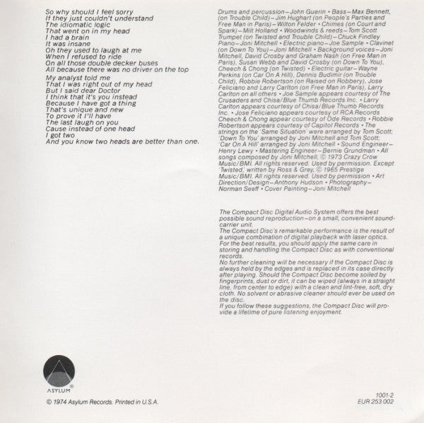 Joni Mitchell : Court And Spark (CD, Album, RE)