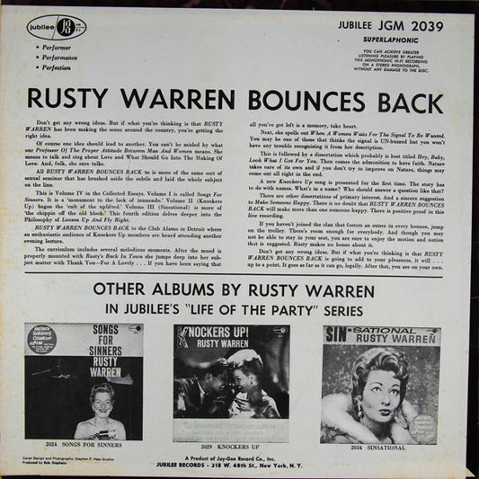 Rusty Warren : Rusty Warren Bounces Back (LP)